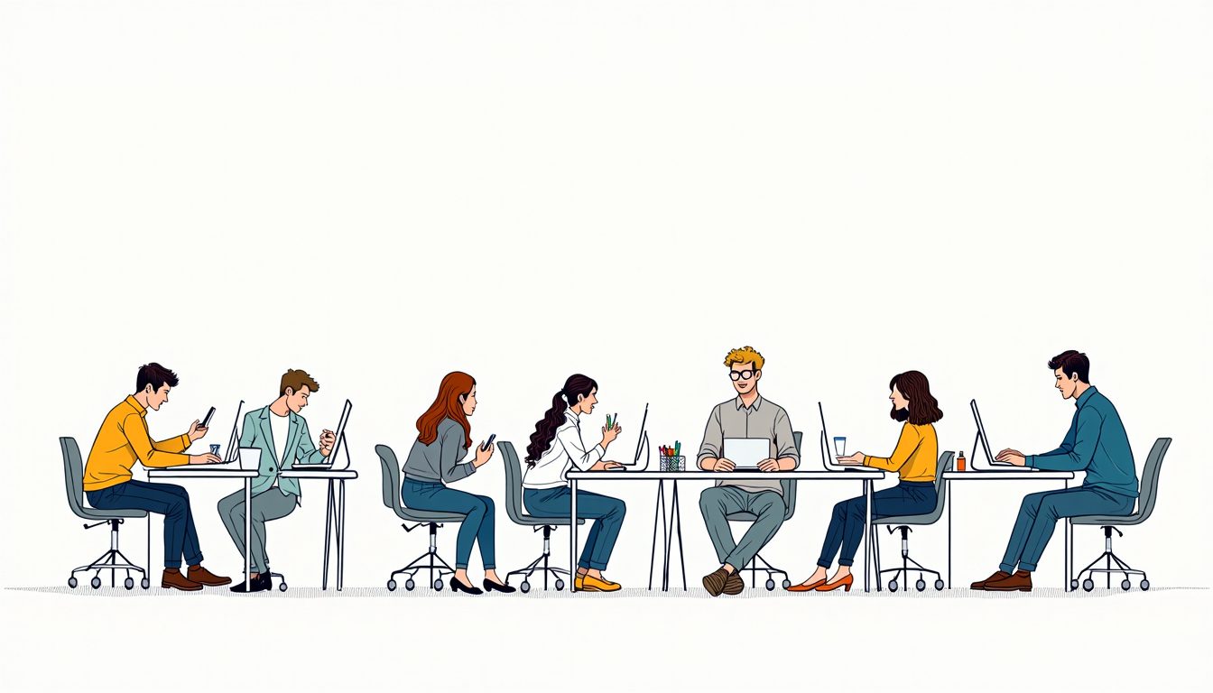 O echipă de experți Kriton Design lucrează la crearea unui site web performant, simbolizând alegerea unei firme de succes.